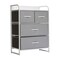 Emma and Oliver Hermes Nightstand with 4 Fabric Drawers, Charging Station with 2 USB Ports/Power Outlet, Engineered Wood Top, Wood Handles, Metal Frame